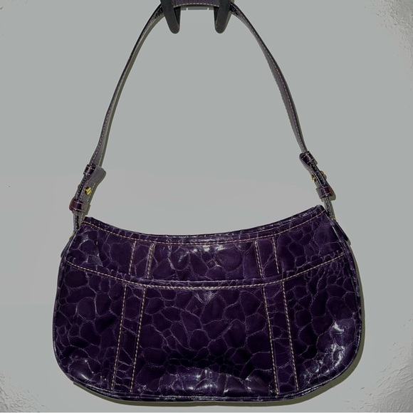 Maxx NY Y2K purple gold shoulder bag faux crocodile alligator pockets keychain - Picture 3 of 15
